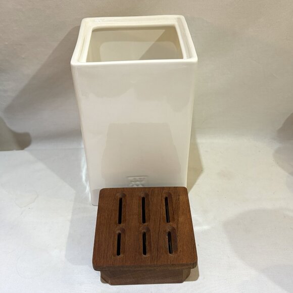 Zwilling JA Henckels Ceramic Storage Box Knife Block Wood 6 Slot Knife Holder - Picture 4 of 8